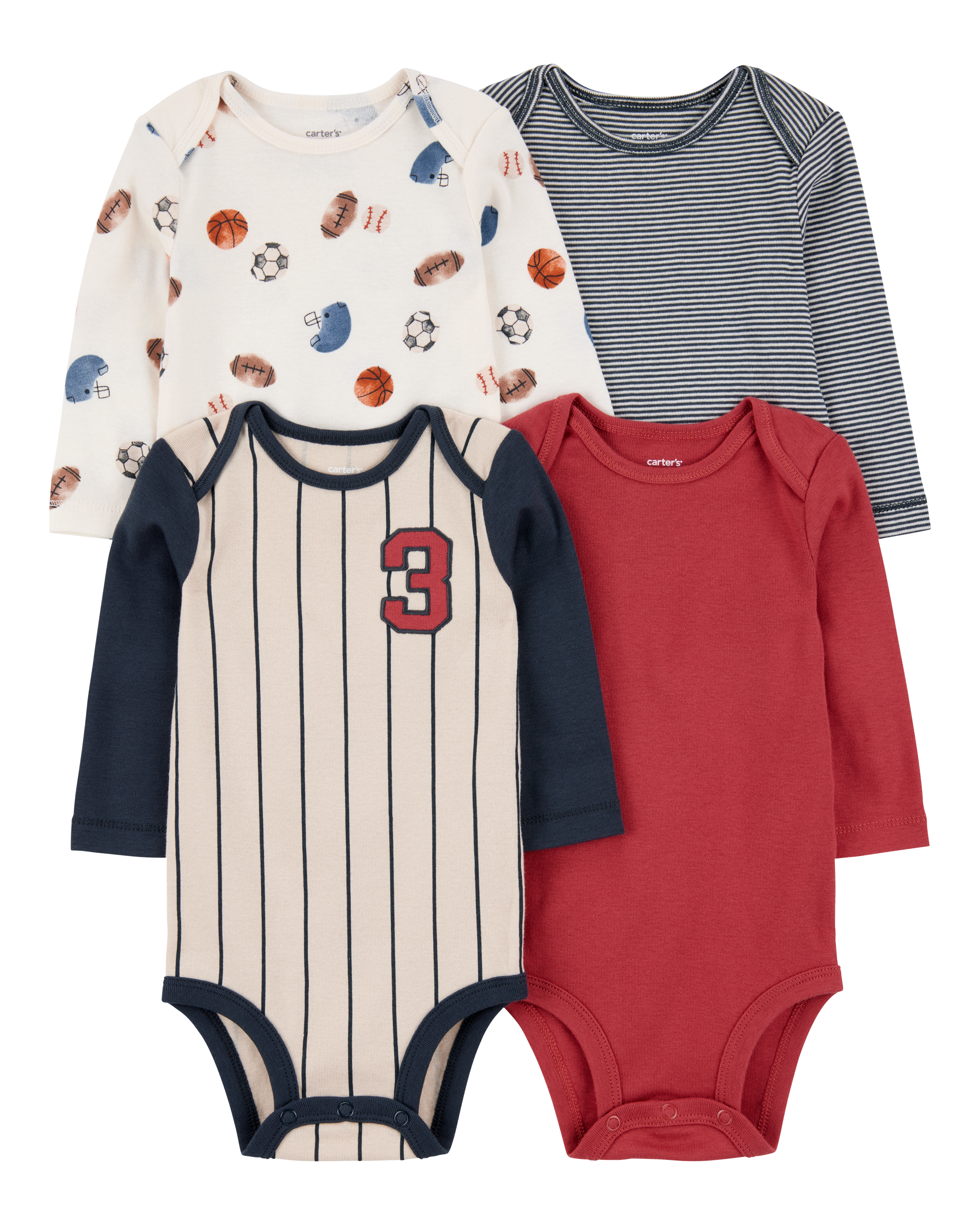 Baby 4-Pack Sports Jersey Bodysuits