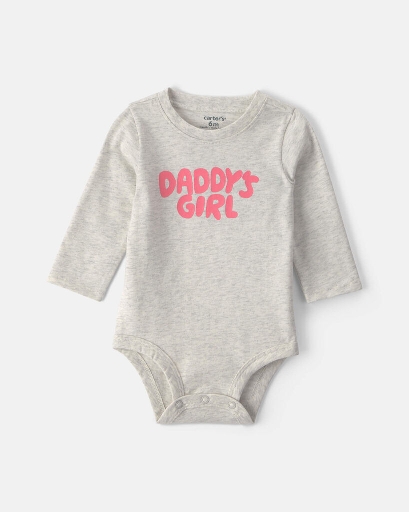 Carter's baby girl 'daddys girl' long-sleeve graphic bodysuit 12M Heather Grey