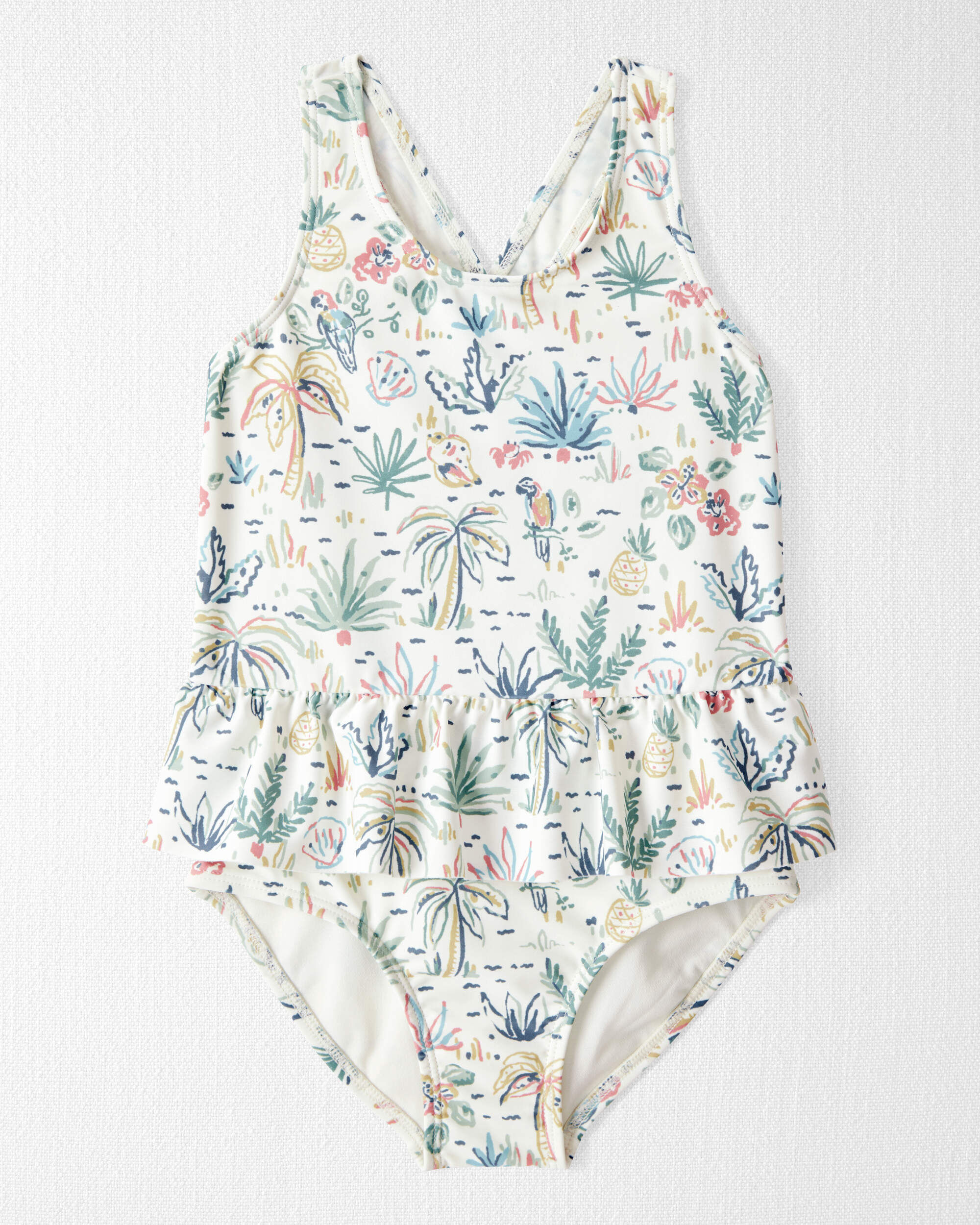 Toddler Girl Recycled Tropical Print Swimsuit
