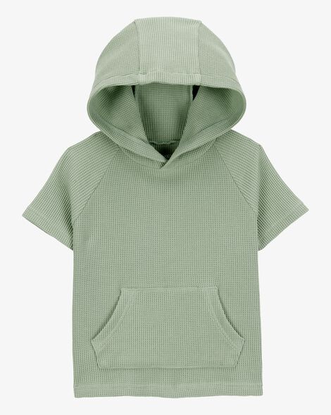  Product image 2 of Toddler 2-Piece Waffle Knit Hooded Pullover & Drawsting Shorts Set - Green