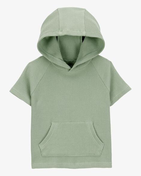 Product image 2 of Toddler 2-Piece Waffle Knit Hooded Pullover & Drawsting Shorts Set - Green
