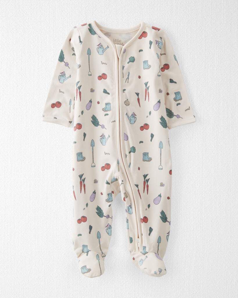 Little Planet Baby Organic Cotton Sleep & Play Pajamas 3M Veggie Garden