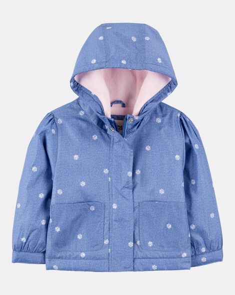 Toddler Girl Daisy-Print Chambray Jacket - Blue
