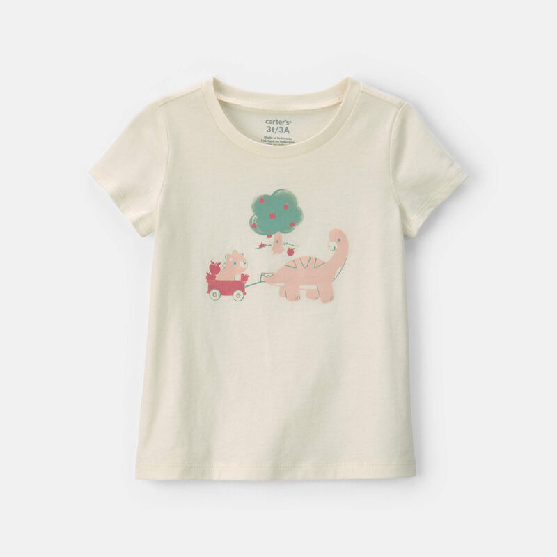 Toddler Girl Dinosaur Graphic Tee - Cream