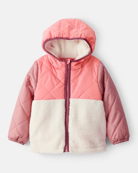 toddler girl sherpa colorblock long-sleeve midweight jacket