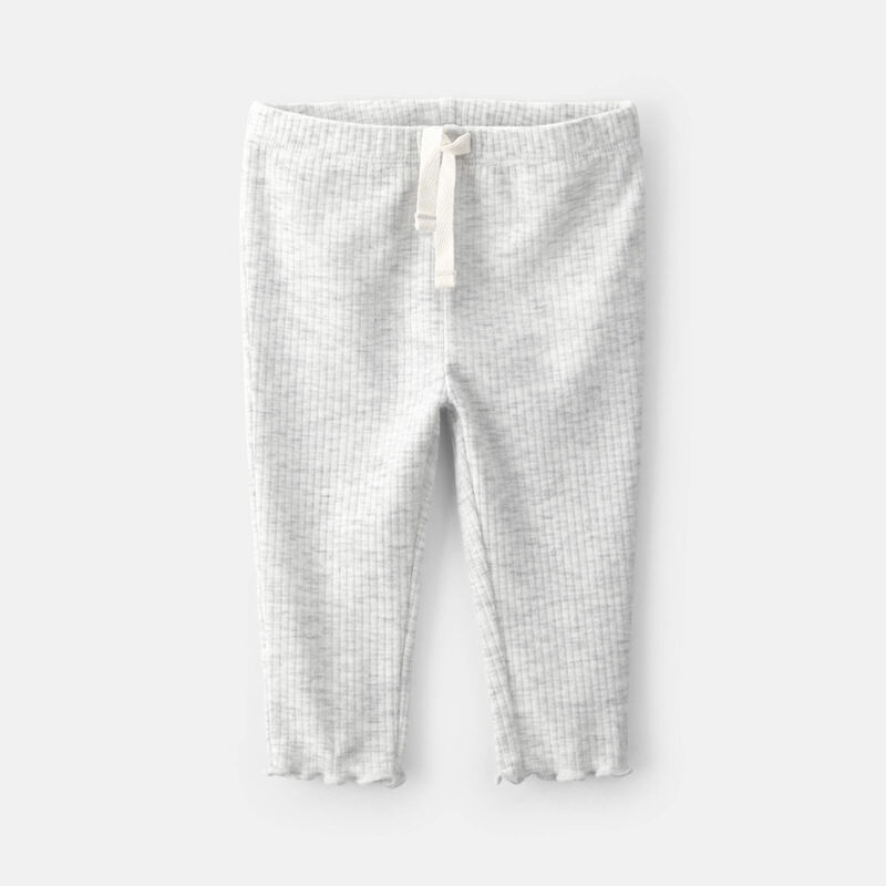 Baby Girl Rib Pull-On Leggings - Heather Grey