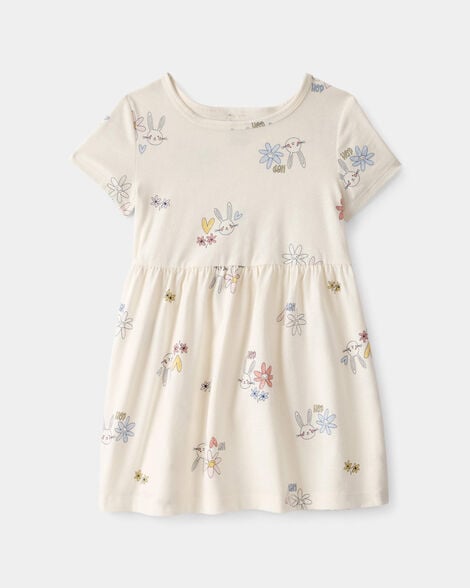 toddler girl easter bunny short-sleeve dress - cream