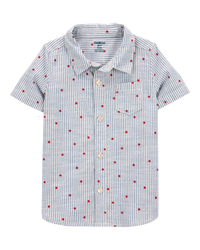 Toddler Striped Star Print Button-Front Shirt