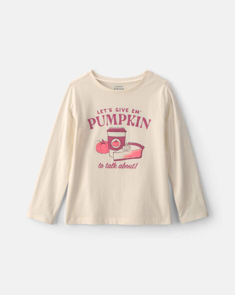 girls pumpkin long-sleeve graphic tee - cream