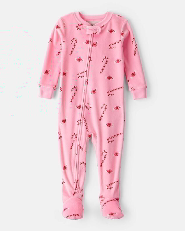 Baby Festive Friends Santa Christmas 100% Cotton Long-Sleeve Loose Fit 2-Way Zip 1-Piece Pajamas - White
