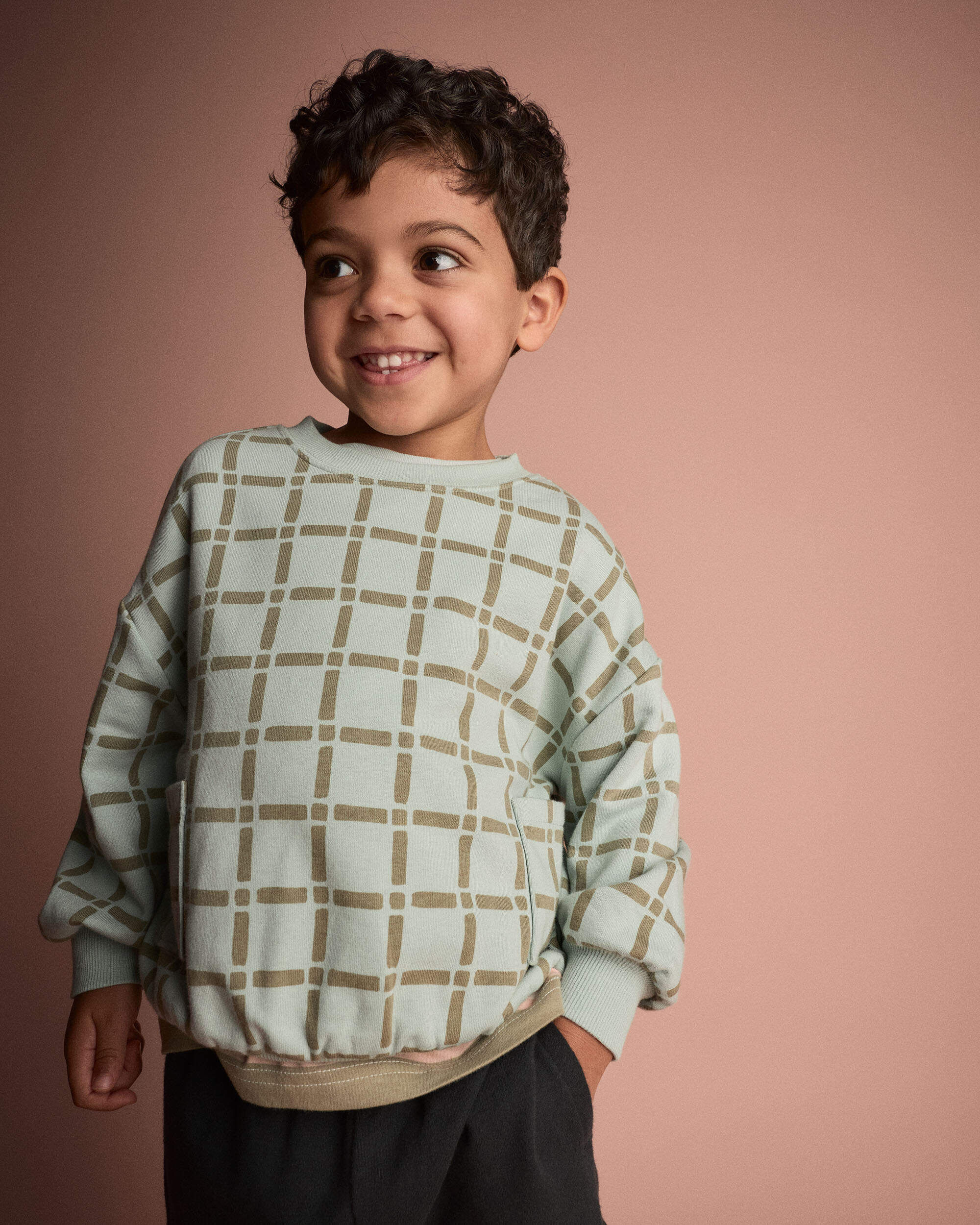 Otter Avenue Toddler Otter Sweatshirt™ with Pockets in Checkered Print 12M Light Blue