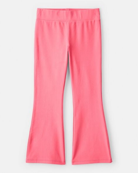 girls microfleece flare pants - coral