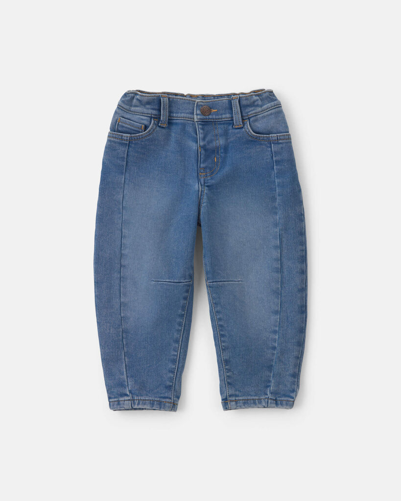 OshKosh B'gosh Toddler Girl Fleece-Lined Denim Barrel Jeans - Medium Wash 12M Medium Wash
