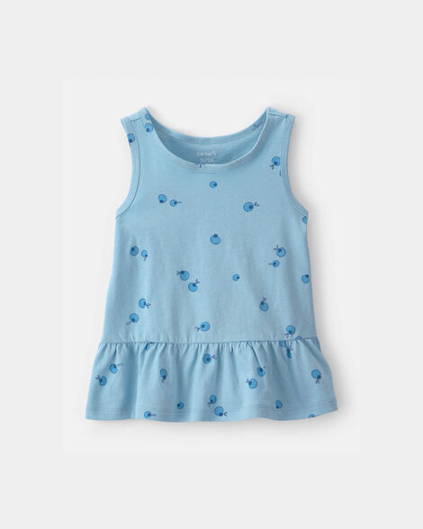 toddler girl blueberry peplum tank top - blue