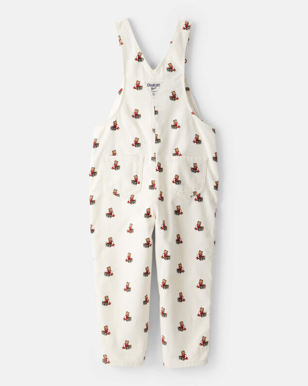 Product image 2 of Toddler Girl Bear Print CorduroyOveralls - White