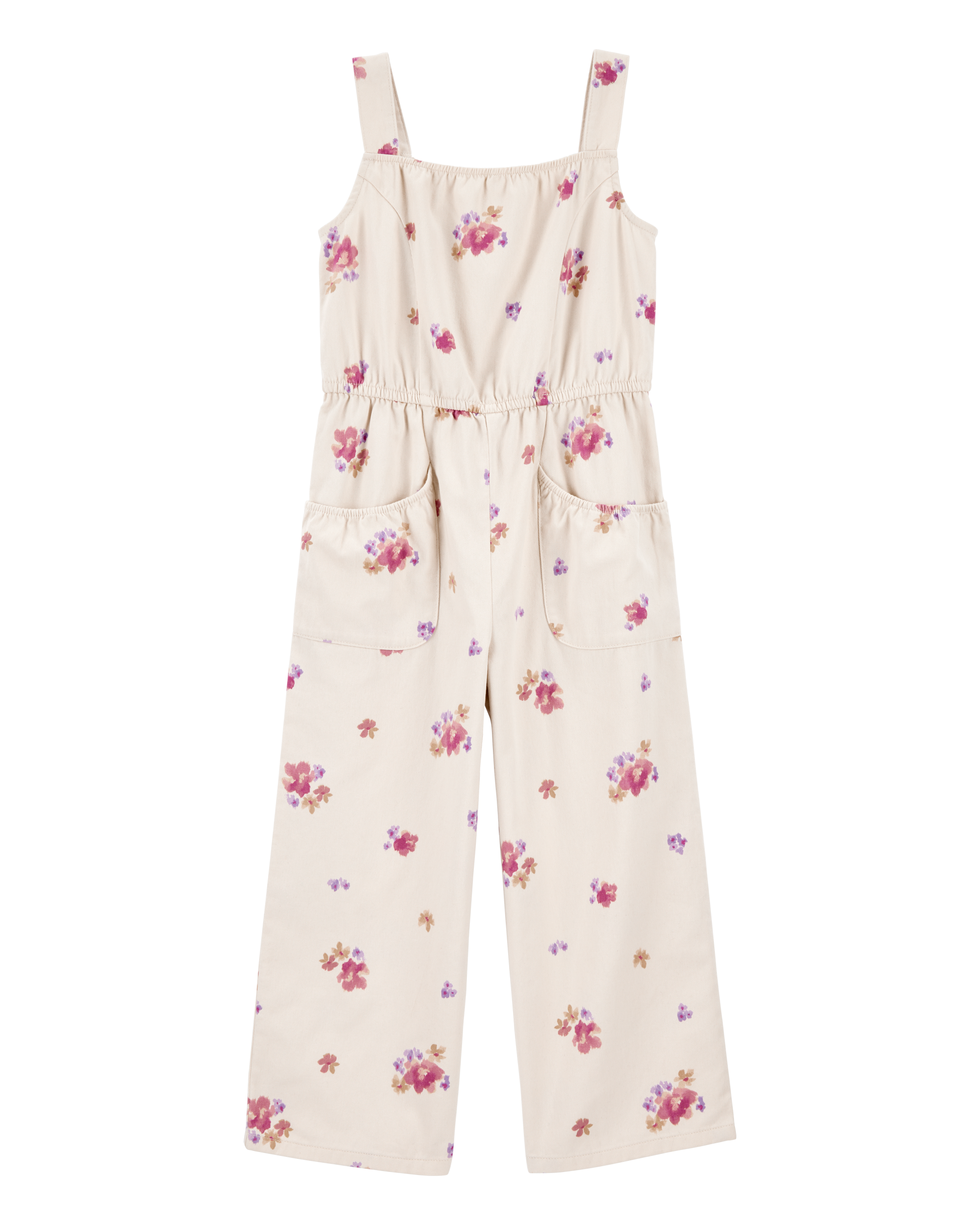 Girls Floral Print Jumpsuit - Ivory
