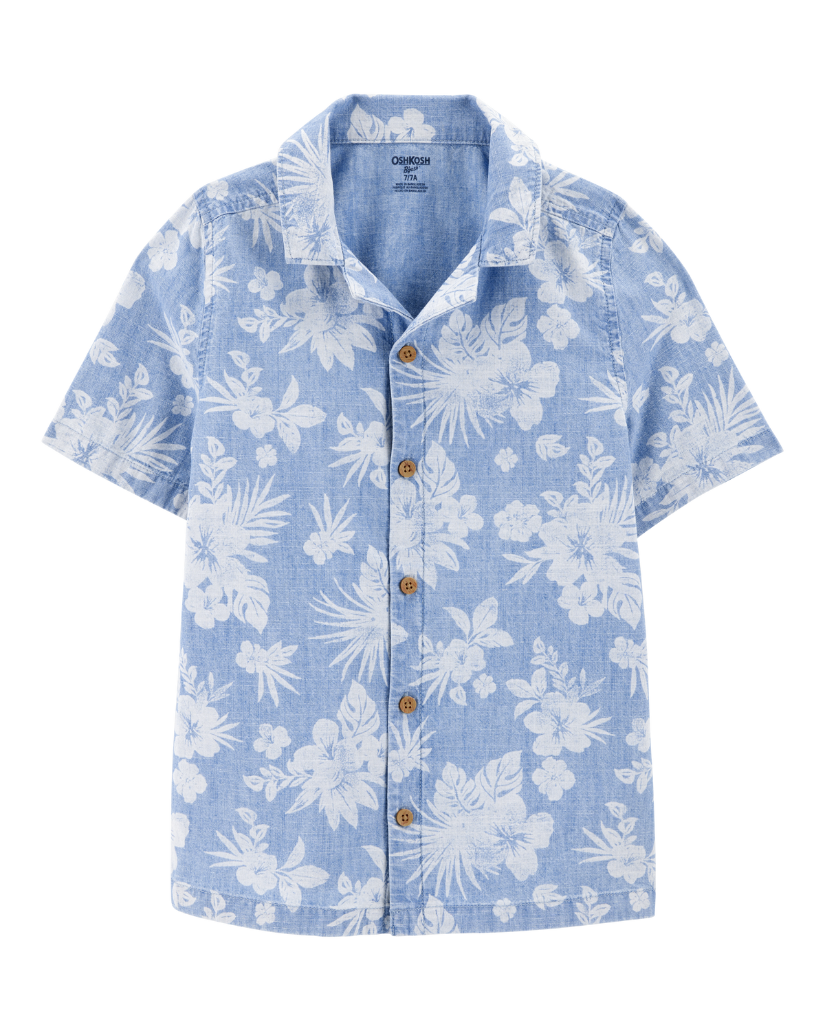 Boys Tropical Print Button-Front Shirt - Blue - OshKosh B
