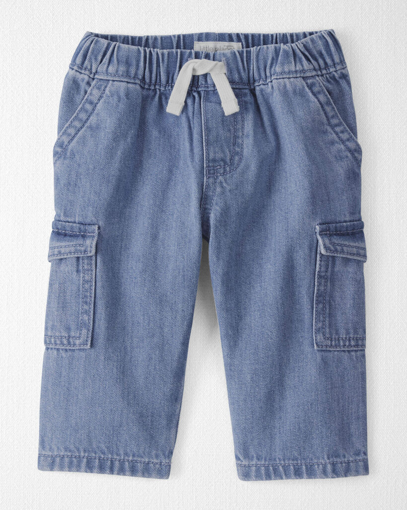 Little Planet Baby Organic Cotton Denim Cargo Pants 12M Medium Wash