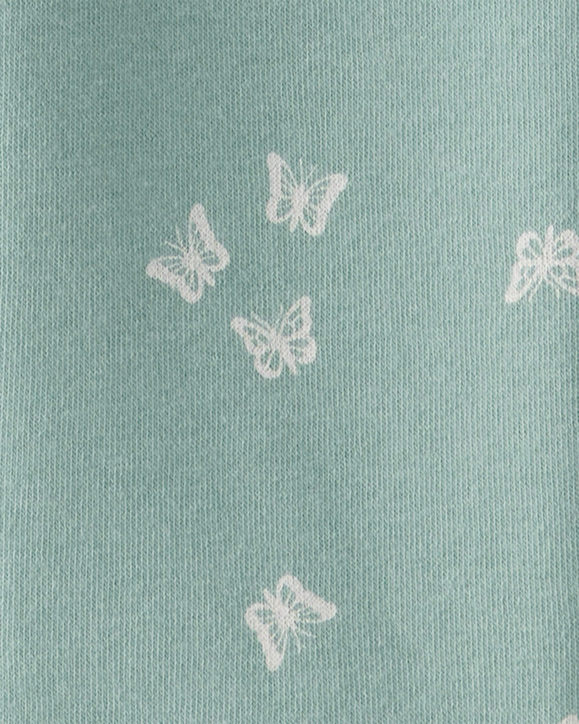 Girls Butterfly Print Drawstring Joggers - Green