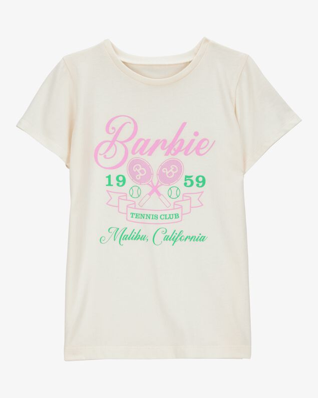 Product image 1 of Girls Barbie™ 'Tennis Club' Short-Sleeve Graphic Tee - Ivory