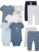 Multi - Baby 9-Piece Panda Print Bodysuits & Pants Set, Selected
