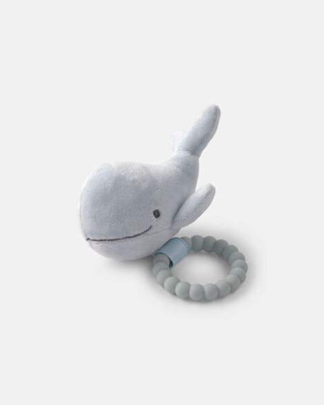 whale plush teether - blue