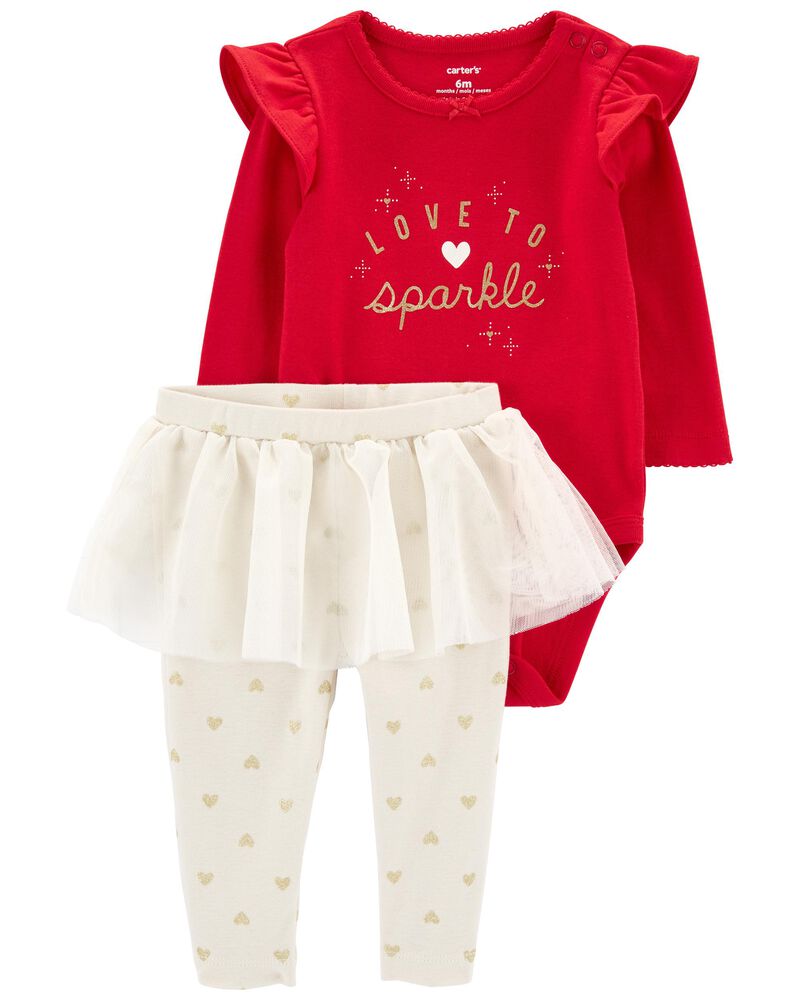 Red Baby 2-Piece Born To Sparkle Bodysuit & Tutu Pant Set | carters.com