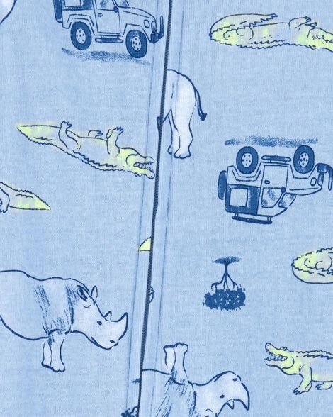 Product image 2 of Toddler Boy Safari Print Snug Fit Cotton Footie 1-Piece Pajamas - Blue