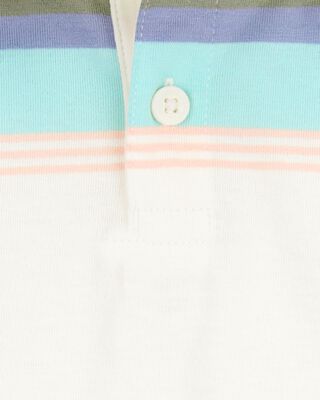 Product image 2 of Baby Striped Polo Short-Sleeve Bodysuit - Cream