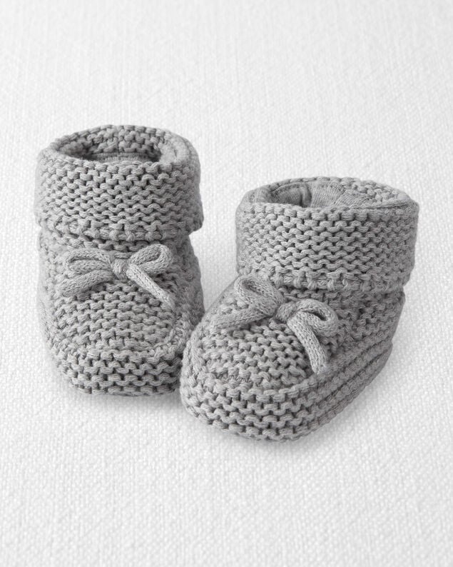 Product image 1 of Baby Organic Cotton Crochet Booties in Gray