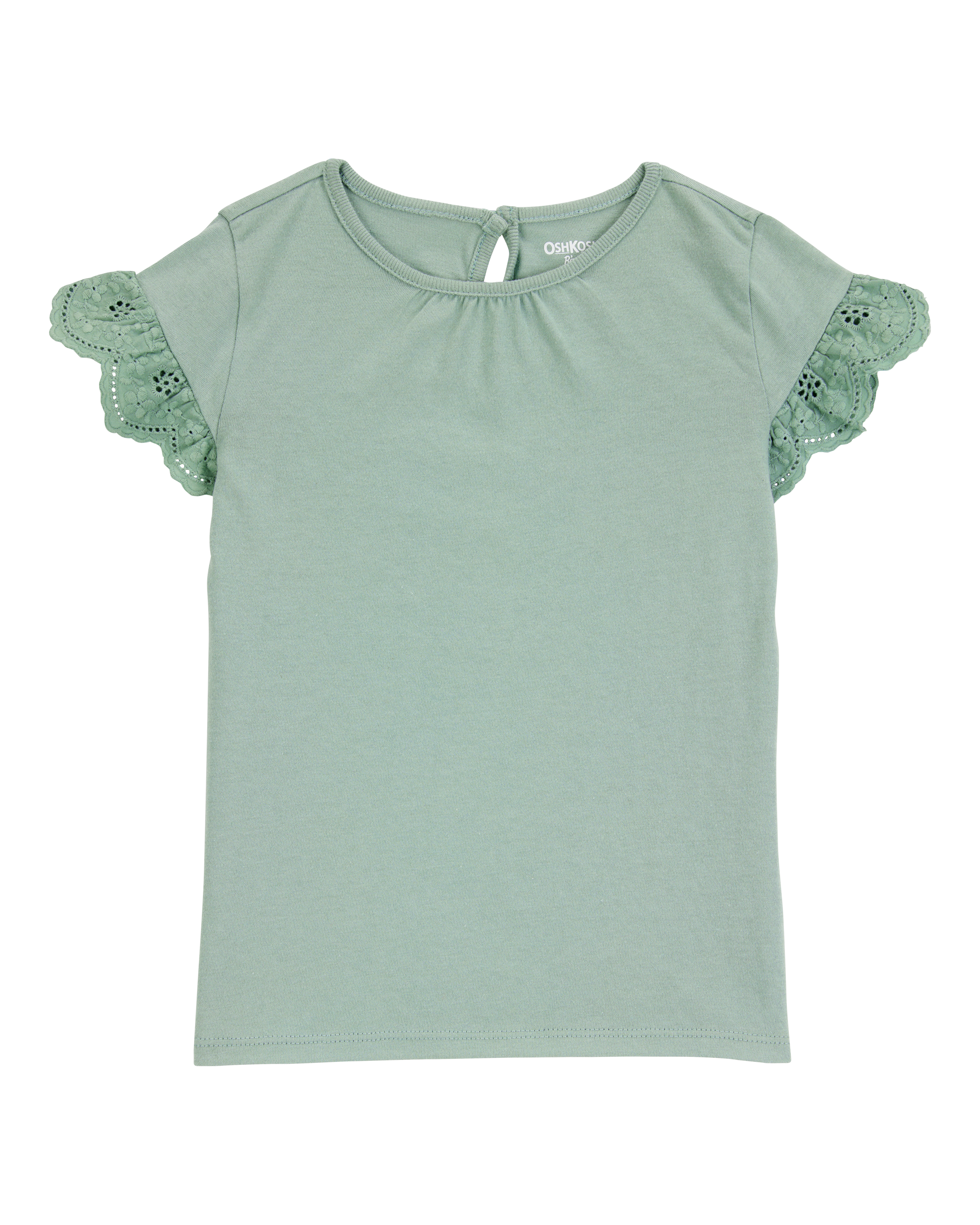 Toddler Flutter Sleeves Short-Sleeve Fashion Top - Green