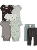 Multi - Baby 7-Piece Short-Sleeve Bodysuits & Pull-On Pants Set, Selected