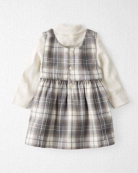  Product image 2 of Baby 2-Piece Organic Cotton Herringbone Dress Set in Plaid