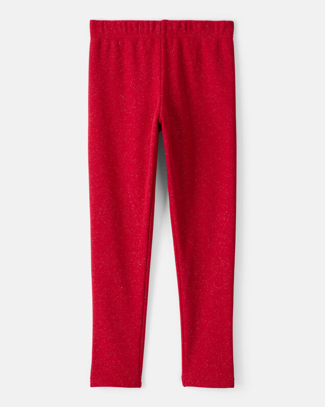 Product image 2 of Girls Shimmer Cotton Pull-On Stretch Leggings - Red