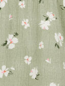 Green - Kid Smocked Floral Dress- Green, Selected