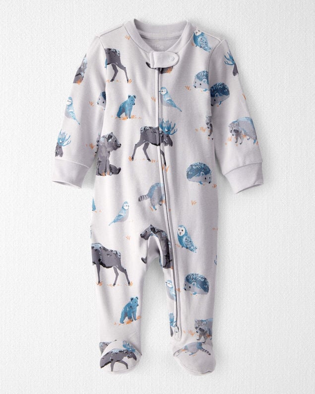 Product image 1 of Baby Organic Cotton Sleep & Play Pajamas in Midnight Forest Print