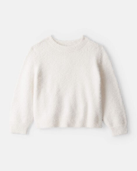 toddler girl brushed sweater - white