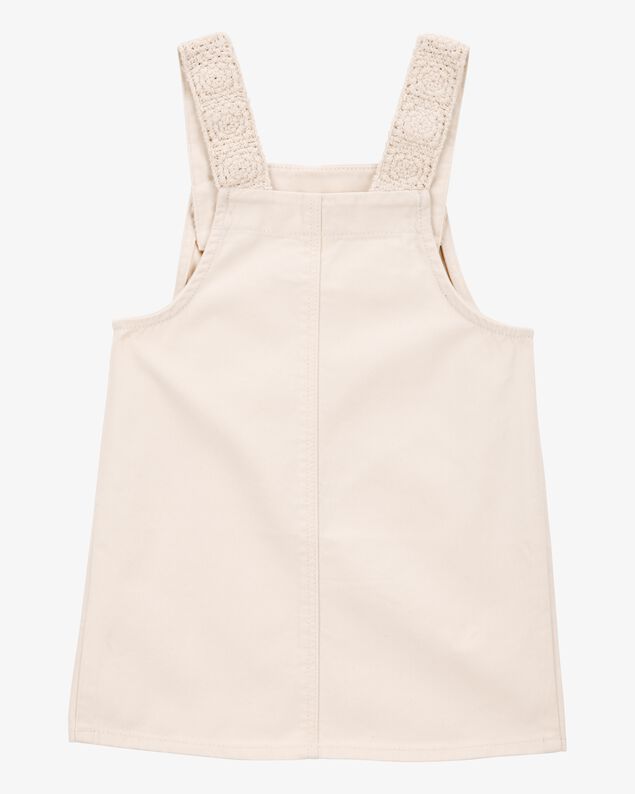 Product image 2 of Toddler Twill Floral Embroidered Shortalls - Ivory