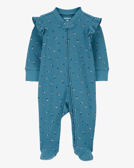  Product image 1 of Baby Floral 2-Way Zip Waffle Knit Textured Sleep & Play Pajamas