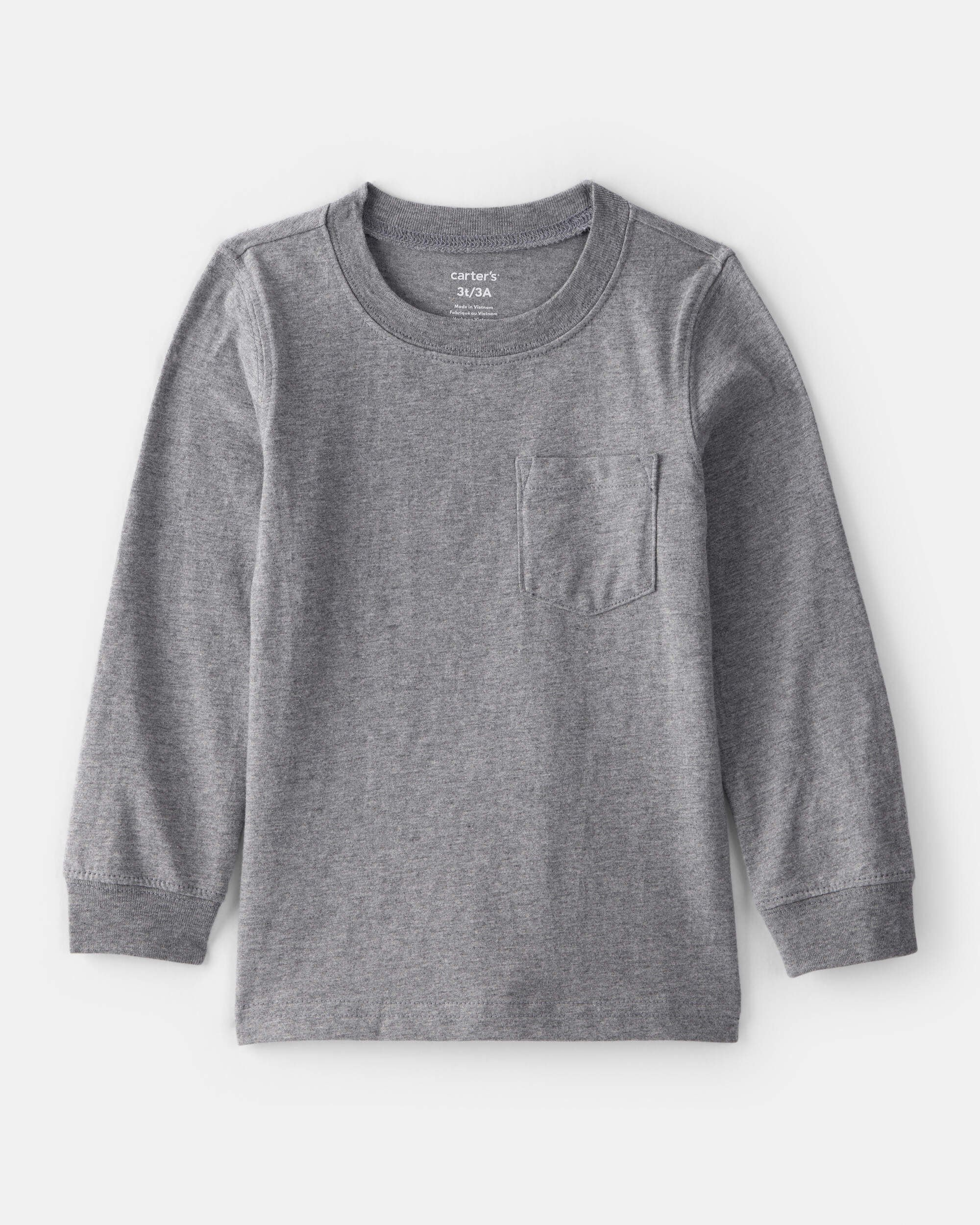Toddler Boy Long-Sleeve Pocket Tee - Grey