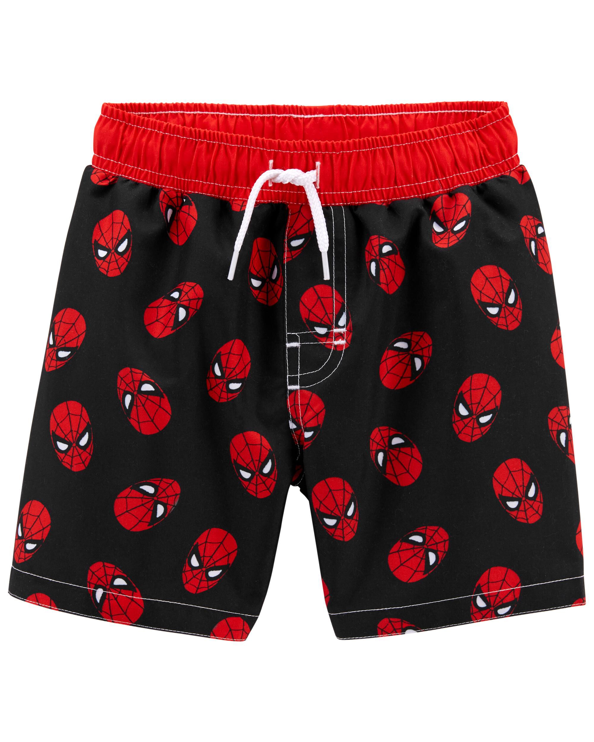 Toddler Black Spider-Man Swim Trunks 