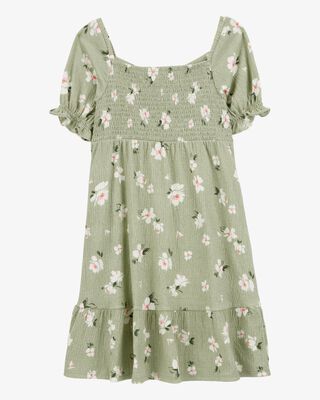 Product image 1 of Kid Smocked Floral Dress- Green
