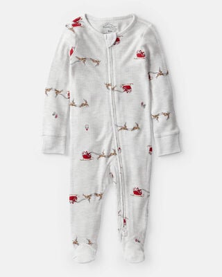 Baby Christmas Print 100% Cotton Long-Sleeve 2-Way Zip 1-Piece Pajamas