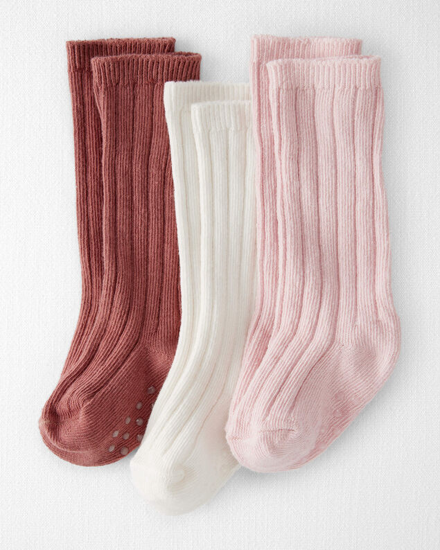 Product image 1 of Baby Girl 3-Pack Knee-High No-Slip Socks Made with Organic Cotton