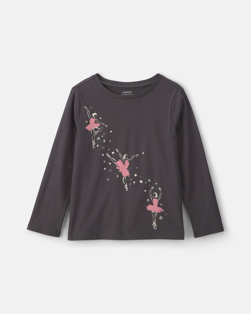 Carter's girls ballerina long-sleeve graphic tee L Black