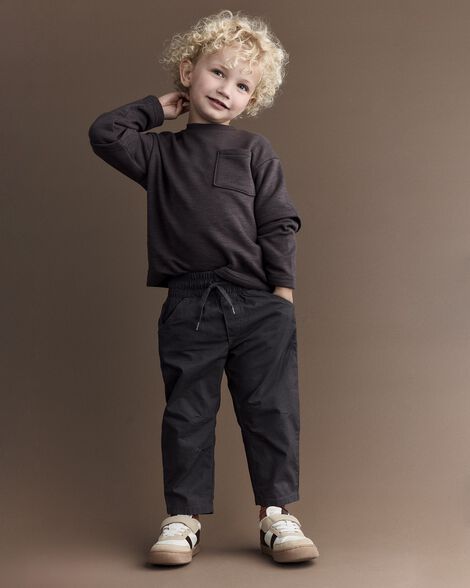 Toddler Boy Canvas Pull-On Pant -  Dark Grey