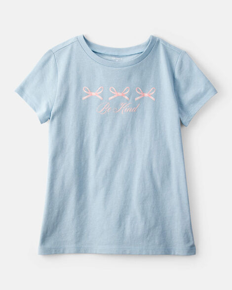 girls bow short-sleeve graphic tee - blue
