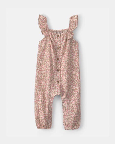 baby girl floral jumpsuit - pink