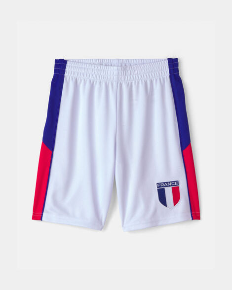 kids umbro france mesh soccer shorts - blue/red/white