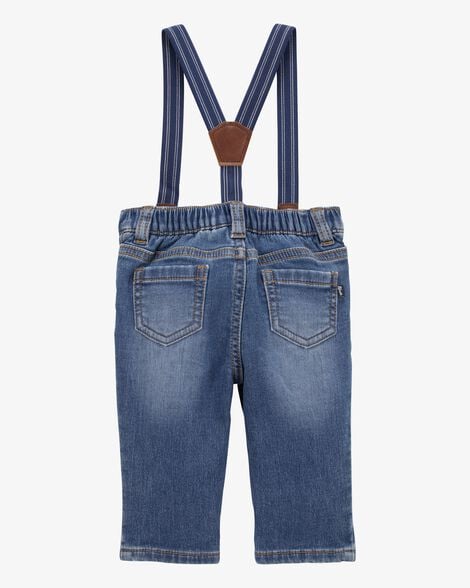 Product image 2 of Baby Knit-Denim Suspender Pants - Blue